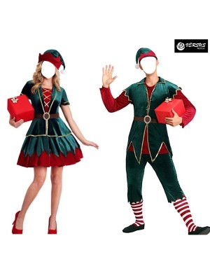 Vestito Costume Elfo Elfa Babbo Natale Cosplay ELF003-4